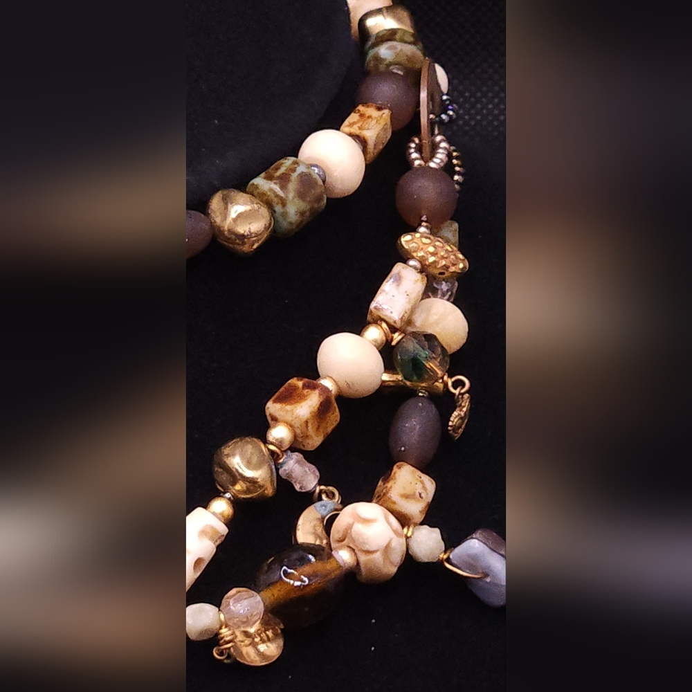 Unique Handcrafted Beaded Boho Tassel Necklace With Charms And Skull Beads - Picture 7 of 7